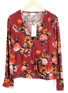 Vila Visaxa Mujer Blusa EU40 Rojo Manga Larga Flor Patrón Cuello En V Jersey - Imagen 1 de 8