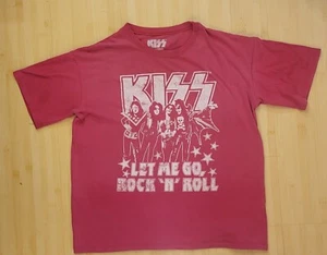 Rare Pink KISS Women L T-Shirt Rock & Roll Band "Let Me Go" Short Sleeve 22429 - Picture 1 of 6