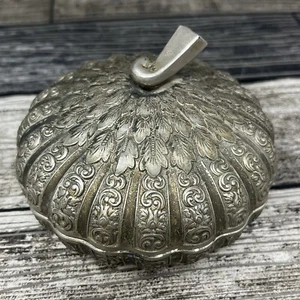 AUTUMN PUMPKIN TRINKET BOX CANDY DISH HIGHLANDS SILVER PLATE NON TARNISH VINTAGE - Picture 1 of 6