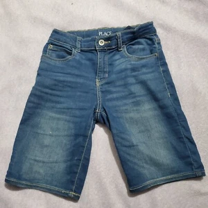 The Children's Place Boy 8 Denim Stretch Jean Shorts Bermuda Adjust Waist - Picture 1 of 4