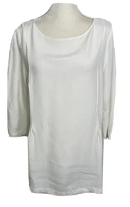 J. Jill Size L Top Blouse Fitted Darts Fit Flare Off White shirt Rayon Tunic Top - Picture 1 of 10