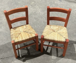 Pair of Vintage Children's Chairs with Woven Cord Seat - Picture 1 of 3