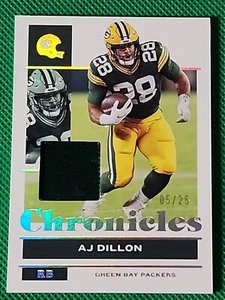 AJ DILLON 2021 Panini Chronicles Football Chronicles /25 - Patch SSP PACKERS - Picture 1 of 4