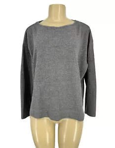 Splendid Medium Ladies Waffle Thermal Pullover Long Sleeve Top Charcoal Grey ER2 - Picture 1 of 8