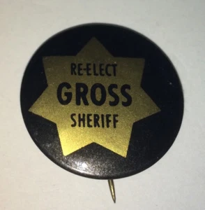 Raro Sheriff Bruto Reelección Político Americano de Colección, ¡Botón Pinback Estrella! - Imagen 1 de 6