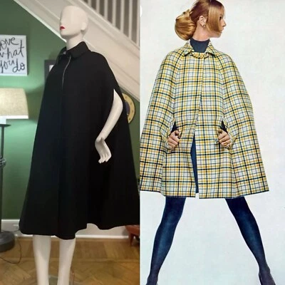 RARE Sydney Haber NY Paris Rome VINTAGE WOOL CAPE CLOAK SML Navy 🌻 - Image 1 of 4