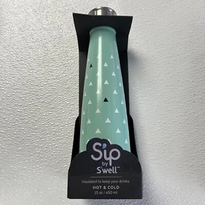 Sip by Swell Insulated Water Bottle 15oz/450mL hot & cold Mint Green Triangle - Picture 1 of 5