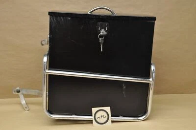 1990's Royal Enfield Bullet 500 ? Left Black Cargo Luggage Bag Carrier Metal Box - Image 1 of 4
