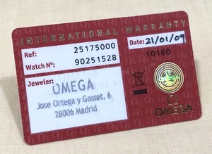 Tarjeta de garantía internacional OMEGA 2517,50,00 Seamatser Aqua Terra acero cuarzo/ - Imagen 1 de 2