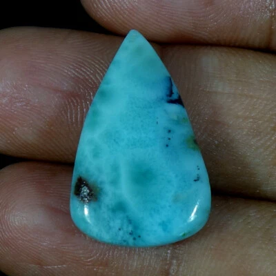 Auténtica piedra preciosa natural dominicana azul cielo larimar pera cabujón más grande Foto 1 de 2