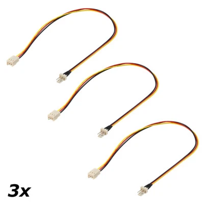 3x PC Lüfter Stromkabel 3-polig Verlängerung Lüfter-Stecker > Lüfter-Kupplung - Bild 1 von 4