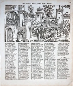 EINBLATTDRUCK SUSANNA & DIE FALSCHEN RICHTER HANS SACHS SCHÄUFELEIN 1530 / 1821 - Picture 1 of 1