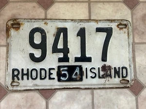 1954 Rhode Island antik Vintage Nummernschild mit Metalletikett - Bild 1 von 3