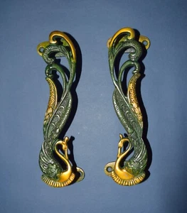 Brass Peacock Swan Door Pull Stylish Peafowl Handle Exterior Door Hardware EK523 - Picture 1 of 10