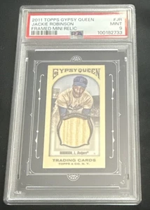 2011 Topps Gypsy Queen Jackie Robinson FRAMED MINI RELIC #JR, BAT, PSA 9 POP 7 - Picture 1 of 2