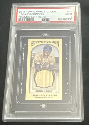 2011 Topps Gypsy Queen Jackie Robinson FRAMED MINI RELIC #JR, BAT, PSA 9 POP 7 - Image 1 of 2