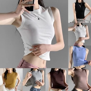 Women Summer Casual Vests with Slim Fit Design in Solid Colors for Daily Wear - Picture 1 of 42
