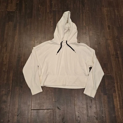 Calvin Klein Performance Cropped Hoodie Sweatshirt Cream Womens XL Soft Velour - Image 1 of 4
