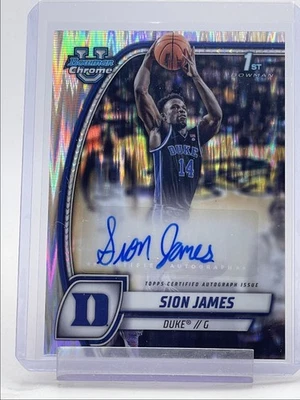 SION JAMES 2024-25 BOWMAN U CHROME 1ST STEALTH REFRACTOR #63 AUTO Q5451 - Image 1 of 2
