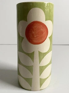 KEN EARDLEY JARRÓN PEQUEÑO DISEÑO DE FLORES VERDES HECHO A MANO CERÁMICA 5.5" ALTO ESTUDIO ARTE - Imagen 1 de 10
