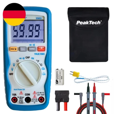 Peaktech 3320 Digitales Multimeter Mit Truerms, 10 a AC/DC, 6.000 Zähler, Tragba - Bild 1 von 4