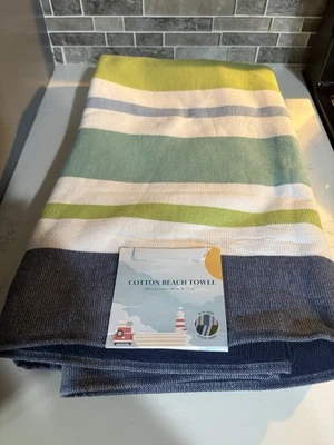 NUEVA TOALLA DE PLAYA 100 % algodón a rayas de gran tamaño, OEKO-Tex 40X72 Foto 1 de 3
