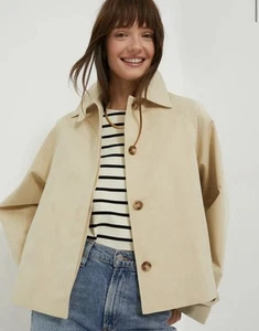 NWT TUCKERNUCK cropped trench coat Khaki Drew Short Trench Coat - Picture 1 of 8