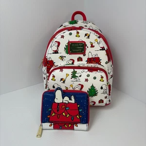 Loungefly Peanuts Snoopy Christmas Woodstock Mini Backpack & Holiday Snap Purse - Picture 1 of 21