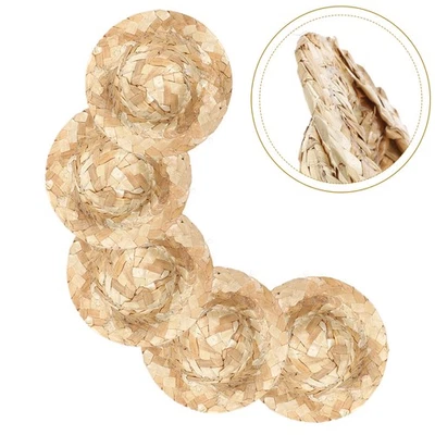  12 cappelli di paglia in miniatura, mini cappelli per bambole intrecciate, - Immagine 1 di 4