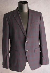 Hugo Boss Men's Light Weight Sport Coat Size 40S Shadow Plaid Navy Blue EUC - Picture 1 of 16