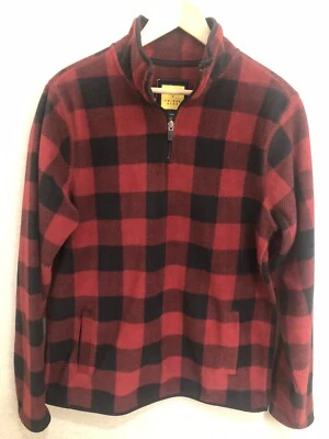 Prince & Fox, Fleece 1/4 Zip Size Medium Womens LS Buffalo Plaid Black Red - Image 1 of 4