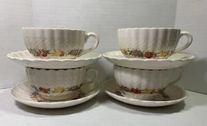 4 Copeland Spode “Rose Briar” Vtg Tea Cups & Saucers Rare Find Cups 2" x 4.5" - Picture 1 of 11