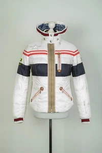 -Women's Bogner Brasil Ski Puffer Winter Hooded White Parka Jacket Size 40 US 10 - Picture 1 of 9