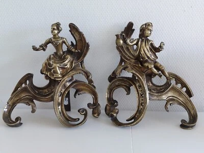 Chenets Bronze Doré      modèle Jacques CAFFIERI  -   Époque XIXÈME  - Photo 1/4