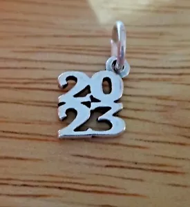 Sterling Silver 10x11mm Stacked Graduation Birth Anniversary Year 2023 Charm - Picture 1 of 3