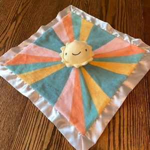 Cloud Island Sun Lovey Security Blanket Silver Satin Trim & Back Happy Soft - Picture 1 of 6