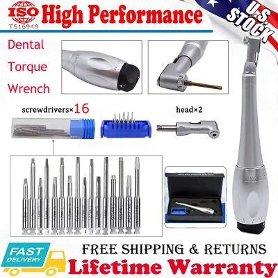 ELABPAL NEW Dental Torque Wrench Universal Implant Wrench Contra Angle 16 Drivers Wrench