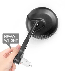 Bar end mirrors heavy weight RETRO round black fits 1" hollow bar 17-24mm ε - Picture 1 of 10