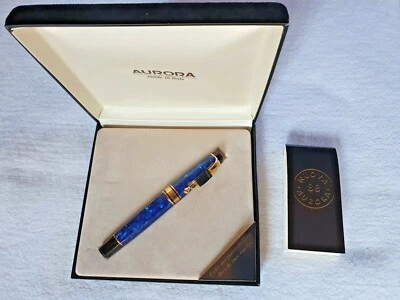 Aurora  Kolbenfüllhalter B Optima 996/B Kobaltblau marmoriert , vergoldet 14 Kt. - Bild 1 von 4