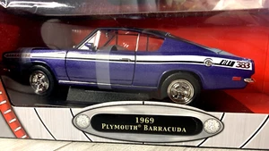 Road Signature Purple with white stripes 1969 Plymouth Barracuda 383 1/18 - Picture 1 of 12