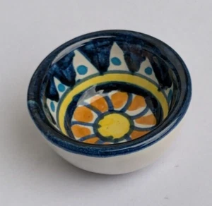 Miniature Mexican pottery Talavera style bowl salt ring holder artist signed - Picture 1 of 4