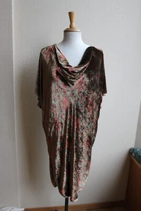 Mes Demoiselle Oversized Draping Impressionist Floral Silk Velvet Tunic 0 Small - Picture 1 of 4
