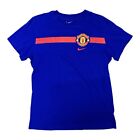 Nike Manchester United Blue Logo T-Shirt Sz L Large Slim Fit