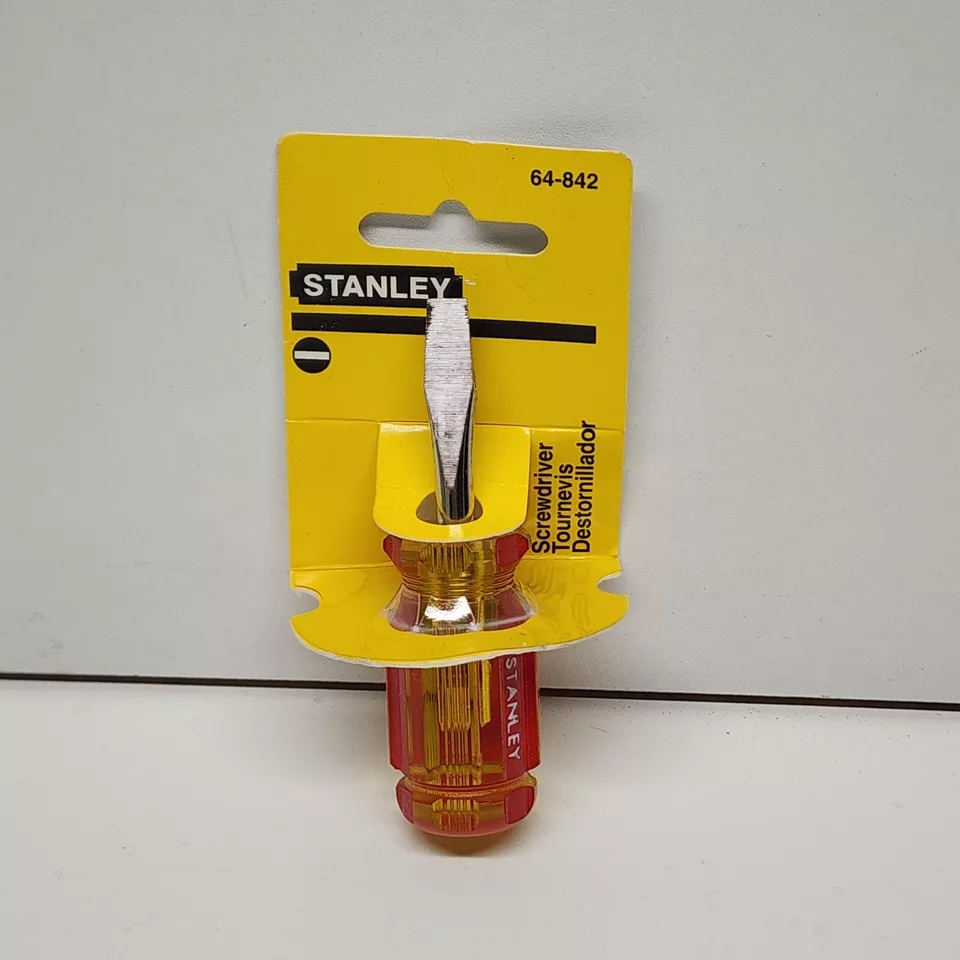 Vintage STANLEY 64-842 USA Flat Heat Screwdriver Short Stubby 3.5 Inch NOS - Image 1 of 3
