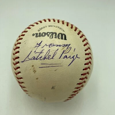 Satchel Paige Single Signed Baseball PSA DNA Graded Near Mint 8 - Image 1 of 4
