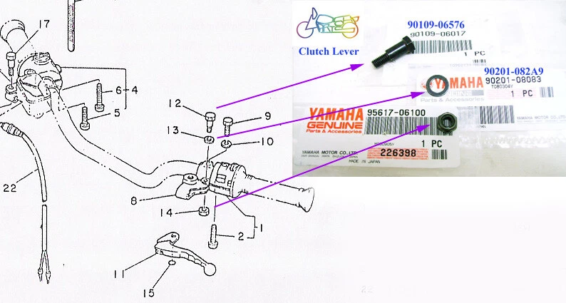 Yamaha RD350LC RD250LC Perch Holder Mounting Kit NOS 90109-06017 + 90201-082A9 + Foto 1 de 1