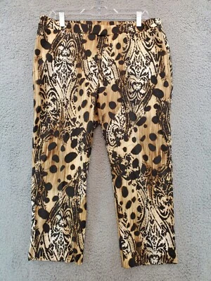 CHICOS So Slimming Smooth Crop Ankle Pants Animal Leopard Aztec SZ 2 - Image 1 of 4