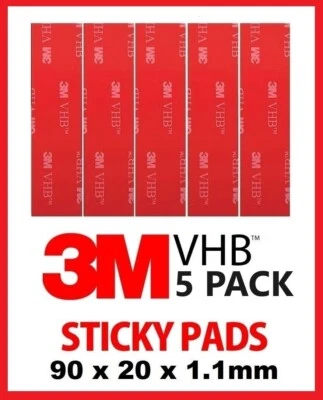 5 pcs Double Sided 3M VHB Self Adhesive Pad Tape Strong Sticky Pads 90mm x 20mm