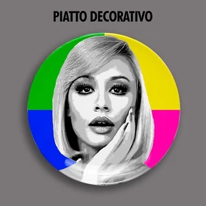 DEKOTELLER DEKORATIVE PLATE POP ART Raffaella Carrà ICONA STYLE SHOWGIRL - Bild 1 von 2