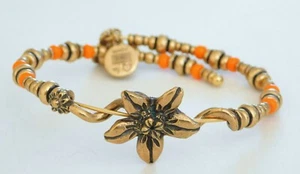 Bracciale Alex e Ani vintage sessantasei oro e fiori arancioni avvolgente - Foto 1 di 5